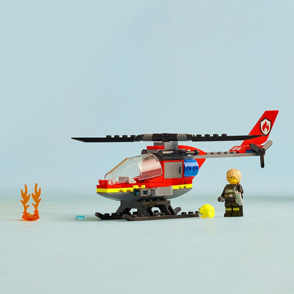 LEGO Urban Helicóptero de Rescate de Bomberos, juguete para niños y niñas a partir de 5 años, juego de construcción de vehículos con minifigura de piloto de bombero, regalo de juego imaginativo para niños 60411