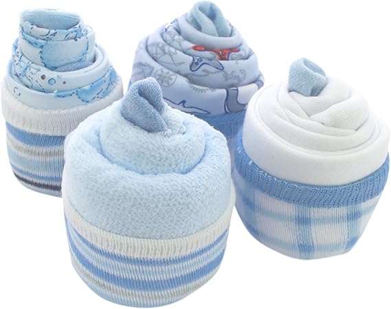 Conjunto de 4 caixas de cupcakes com meias para bebês