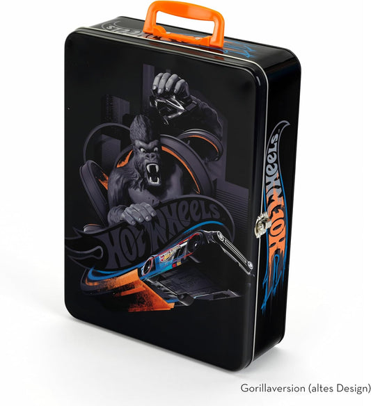 Theo Klein Estojo de armazenamento 2881 Hot Wheels | Maleta de metal para até 50 carrinhos | Compartimentos práticos | Dimensões: 37,5 cm x 26 cm x 8,5 cm | Brinquedo para crianças a partir de 3 anos | Multicolorido