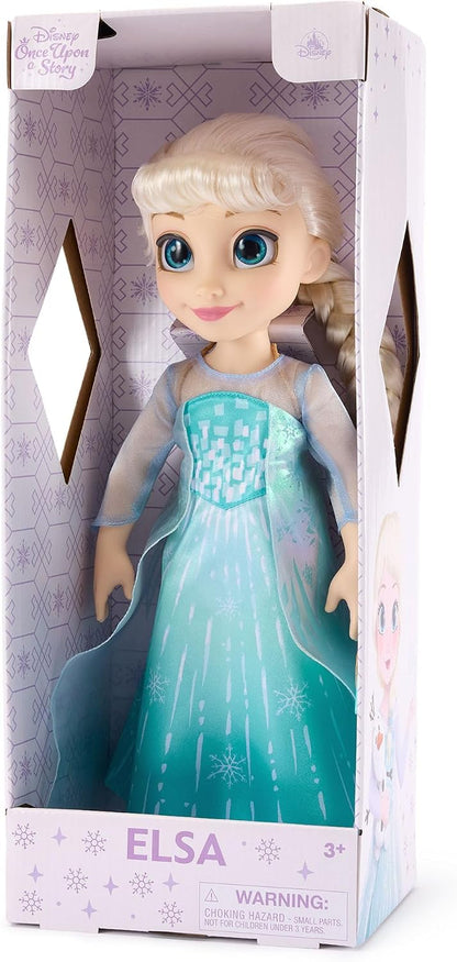 Disney Boneca Oficial da Elsa da Store com Escova de Cabelo de Brinquedo, Frozen, 40,5 cm / 16 pol., Coleção Once Upon a Story, Idade 3+
