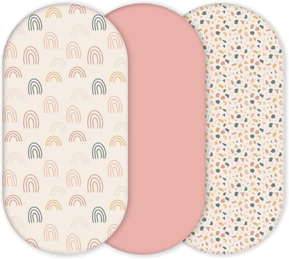 YUNIOO™ Pacote com 3 lençóis ajustáveis para berço, lençóis ajustáveis para moisés, também para carrinhos de bebê, berços, carrinhos de bebê, trocadores e capas para trocadores. 100% algodão macio, adequado para diferentes colchões. 80 x 40 cm