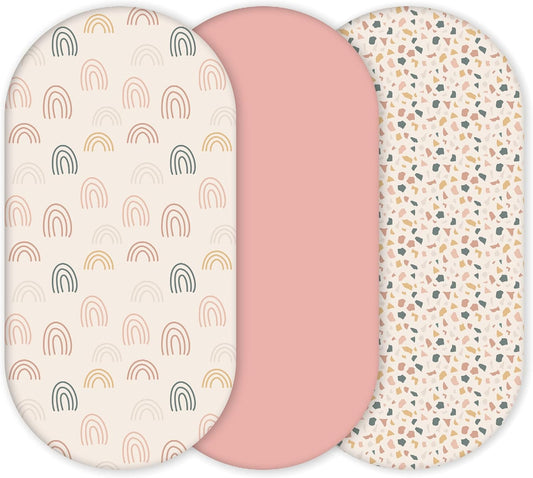 YUNIOO™ Pacote com 3 lençóis ajustáveis para berço, lençóis ajustáveis para moisés, também para carrinhos de bebê, berços, carrinhos de bebê, trocadores e capas para trocadores. 100% algodão macio, adequado para diferentes colchões. 80 x 40 cm