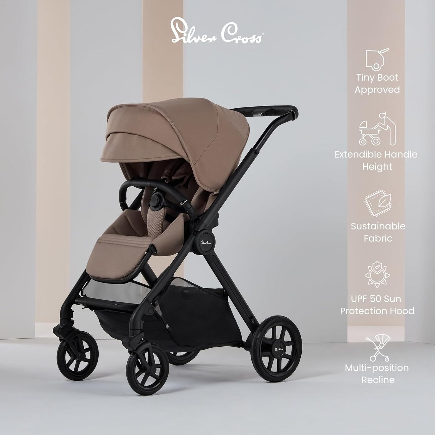 Silver Cross - Conjunto definitivo de carrinho Reef 2, alcofa dobrável para primeira cama, pacote de acessórios e assento e base para carro Dream i-Size - Sistema de viagem para conforto em todo o terreno - Recém-nascido a 4 anos (22 kg)