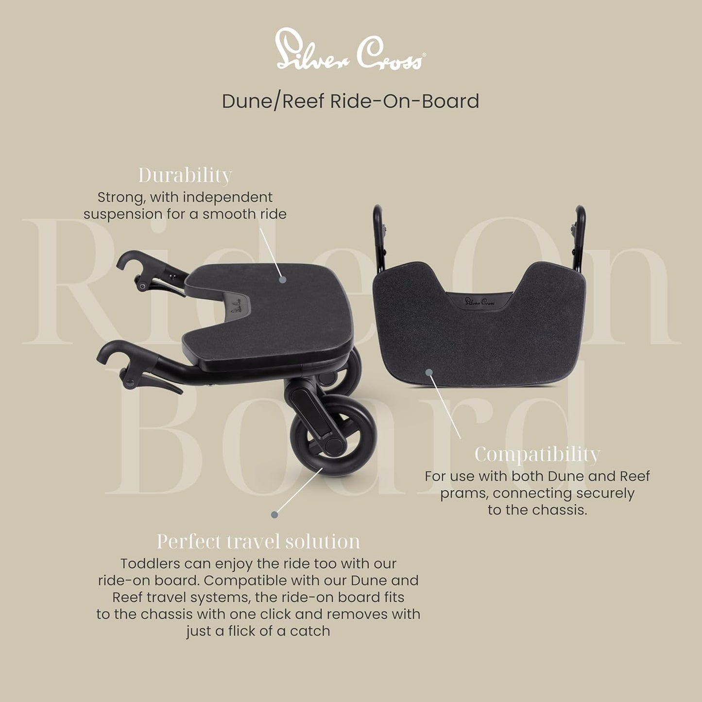 Silver Cross | Prancha de Passeio para Dunas/Recifes | Acessórios para Carrinho de Bebê | Sistema de Viagem Compacto | Máxima Aderência | Durável