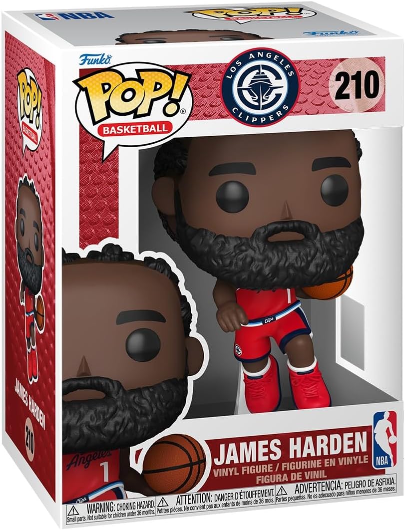 Funko Pop! NBA: Clippers - James Harden - Jogadores da NBA - Boneco colecionável de vinil - Ideia para presente - Produtos oficiais - Brinquedos para crianças e adultos - Fãs de esportes - Boneco modelo para colecionadores e exposição