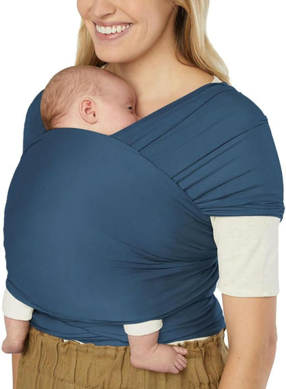 Ergobaby Canguru para bebês desde o nascimento até 11,3 kg, modelo Aura Knit, feito com tecidos reciclados, elástico e respirável, unissex, na cor azul-marinho crepúsculo.