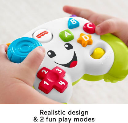 Controle de Jogo Fisher-Price Baby & Toddler Laugh & Learn, Verde, Atividade Musical de Aprendizagem para Bebês a partir de 6 Meses, Versão em Inglês do Reino Unido, JFF51