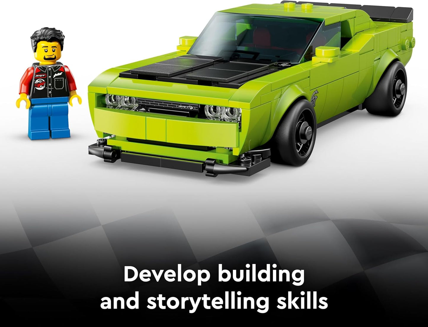 LEGO Speed Champions Dodge Challenger SRT Hellcat Carro Esportivo - Kit de Modelo de Carro com Minifigura de Piloto - Presente de Aniversário para Meninos a partir de 9 Anos - 77237