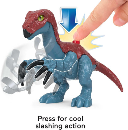 Fisher-Price Conjunto de 3 figuras articuladas Imaginext Jurassic World Dominion: Dinossauro Therizinosaurus e Owen Grady, para crianças em idade pré-escolar a partir de 3 anos.