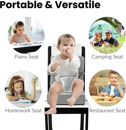 PandaEar Cadeira elevatória infantil para mesa de jantar, cadeira alta portátil, cadeira elevatória de mesa para crianças, almofada elevatória de viagem com encosto e cinto de segurança ajustável para crianças.