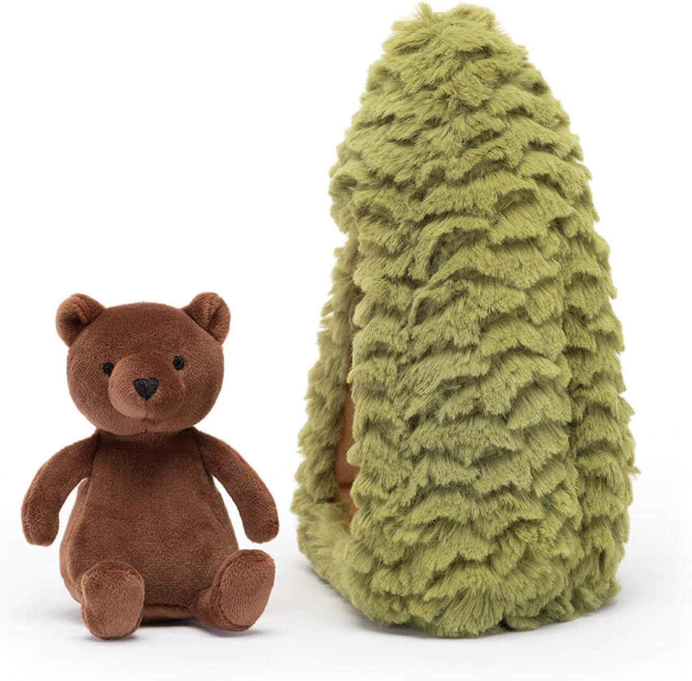 Jellycat Urso marrom Forest Fauna em formato de árvore de abeto, decoração de pelúcia colecionável