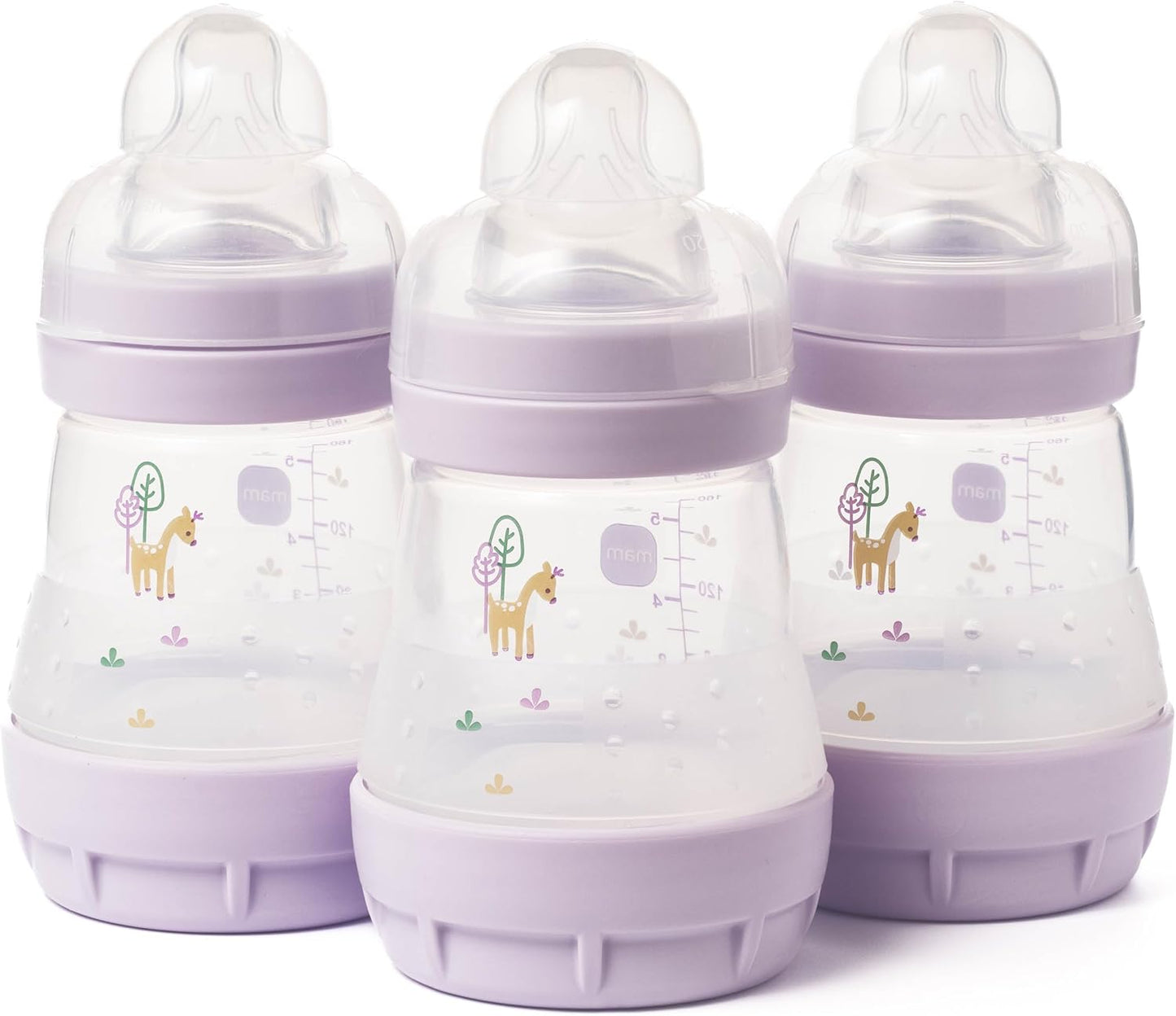 MAM Mamadeiras anticólicas Easy Start | Mamadeira autoesterilizante para leite materno, bicos MAM de fluxo lento, tamanho 1