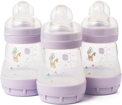 MAM Mamadeiras anticólicas Easy Start | Mamadeira autoesterilizante para leite materno, bicos MAM de fluxo lento, tamanho 1