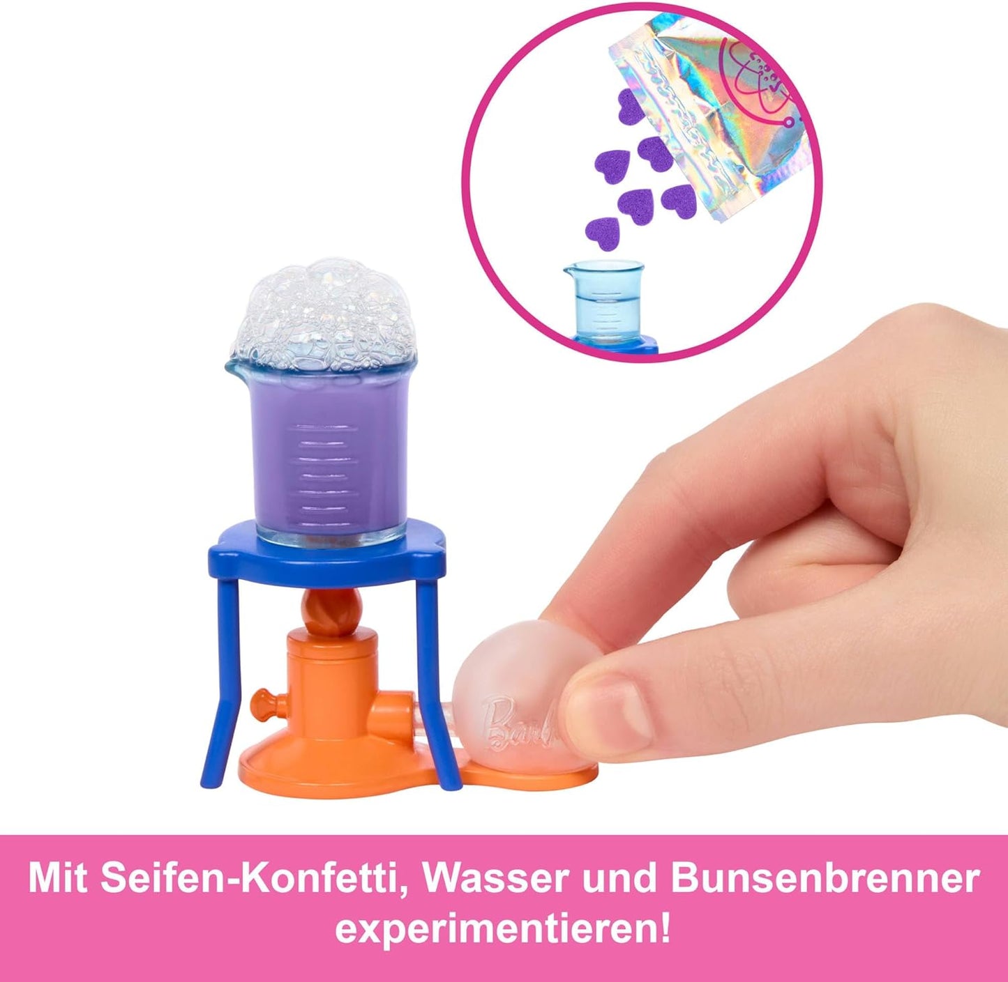 Barbie Boneca Cientista e Acessórios com Boneca Loira Fashion, Mesa de Laboratório, Microscópio, Copo que Muda de Cor e Acessórios para Placa de Petri, JCR70