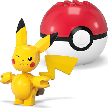 MEGA Conjunto de Brinquedos de Montar Pokémon (Figura de Ação), Pacote com 2 Pokébolas (Pikachu e Ditto) com 42 Peças, para Crianças, JCT43