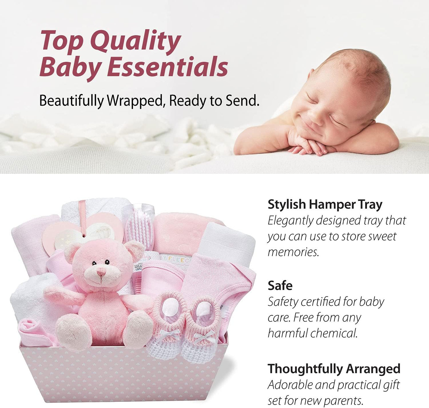 Cesta para Bebê Menino – Conjunto de 17 peças para recém-nascido com pelúcia | Ideal para chás de bebê, revelação de gênero e presente de batizado