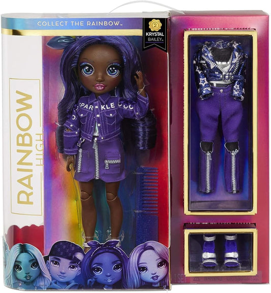 Boneca Fashion Rainbow High Fashion - Krystal Bailey - Boneca com tema índigo, roupas de luxo, acessórios e suporte para boneca Fashion Série 2 para meninas a partir de 6 anos