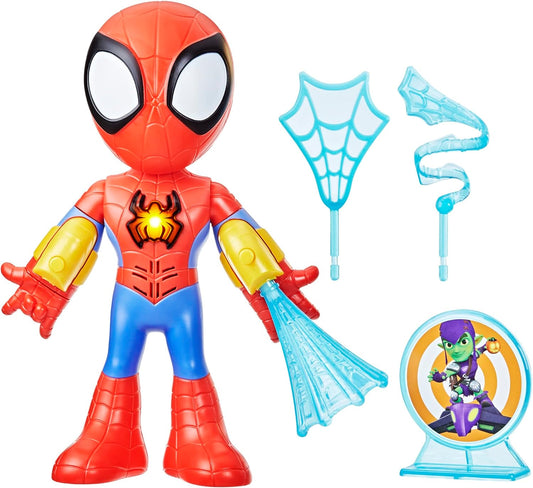 SPIDEY AND HIS AMAZING FRIENDS F83175E0 Marvel Electronic Suit Up Spidey, boneco de ação de 10 polegadas, brinquedos pré-escolares para crianças de 3 anos ou mais