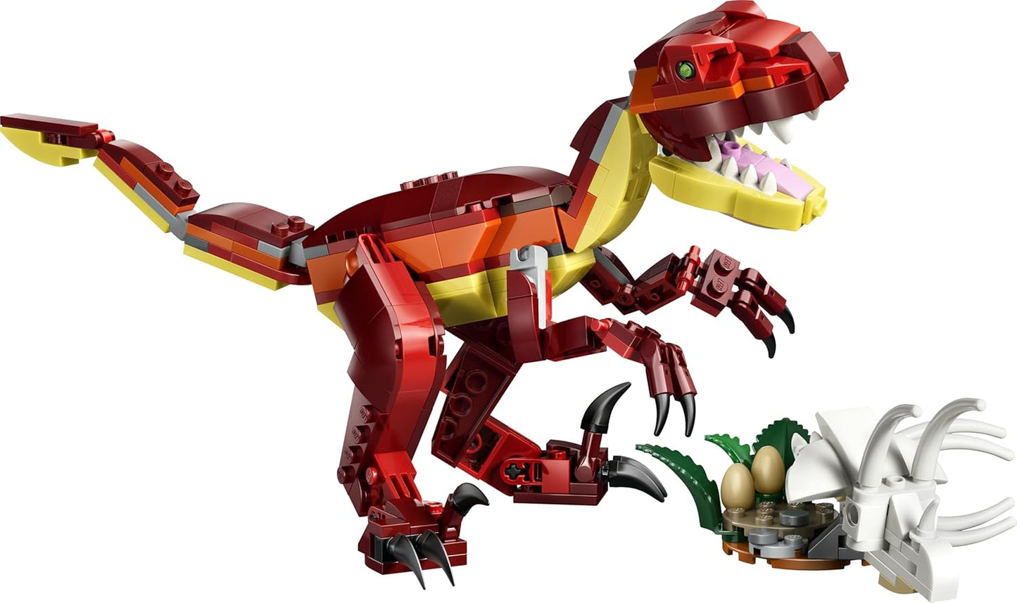 LEGO Creator 3 em 1 Dinossauro Feroz - Monte figuras de Velociraptor, Estegossauro ou Pterossauro com esqueleto e dentes afiados - Ótima ideia de presente de aniversário para meninos e meninas a partir de 8 anos - 31379