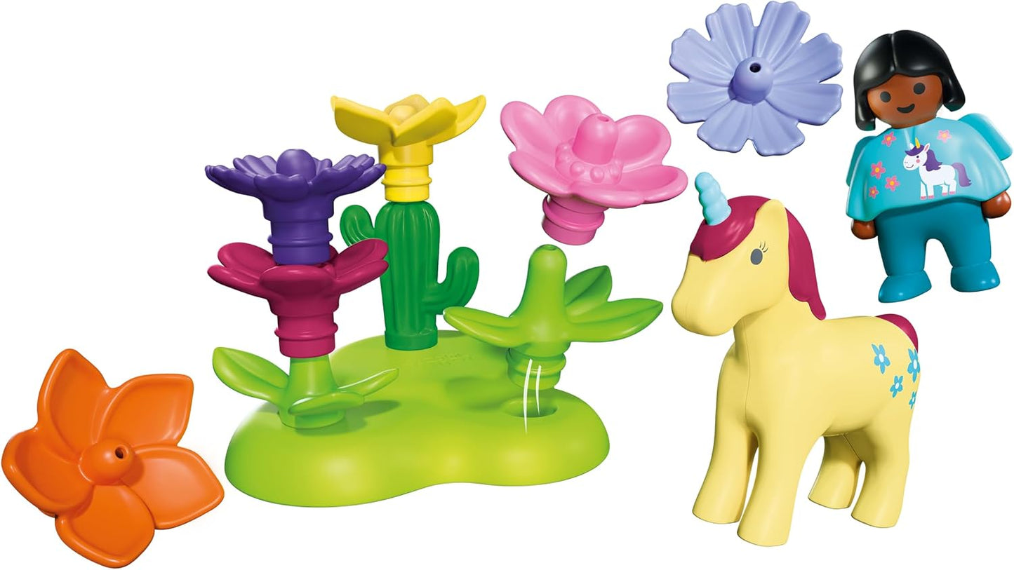 Playmobil | JÚNIOR | JÚNIOR: Jardim de Fadas com Unicórnio | Conjunto de Jardim Mágico com Fada, Unicórnio e Flores Empilháveis | Para Crianças a partir de 1 Ano | 72087