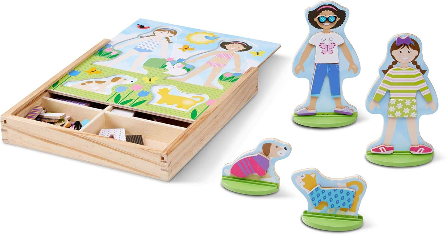 Melissa & Doug Bonecas magnéticas Best Friends para crianças de 3 anos, conjuntos de artesanato infantil para meninas e meninos, kits de artesanato de bonecas de madeira para crianças de 3 anos ou mais, bonecas magnéticas para meninas