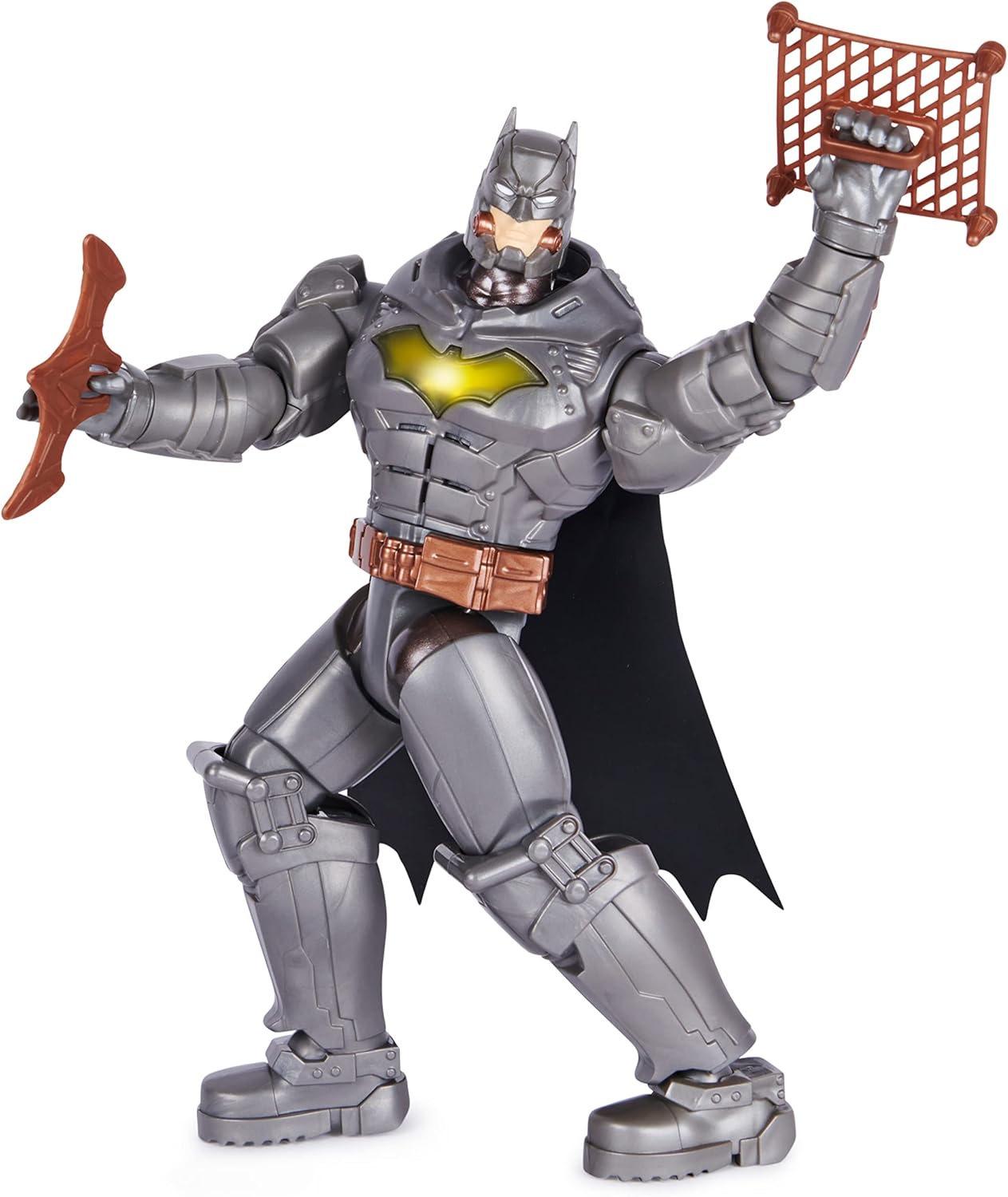 BATMAN DC Comics, Battle Strike Batman Figura de ação de 12 polegadas, mais de 20 frases e sons, brinquedos colecionáveis para crianças para meninos e meninas de 3 anos ou mais