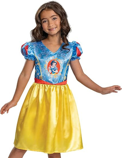 DISGUISE Fantasia infantil padrão oficial da Branca de Neve da Disney, roupa de vestir da Branca de Neve, fantasias de princesa para meninas, fantasias do Dia Mundial do Livro para meninas