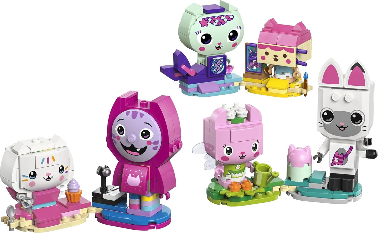 LEGO Casa de Bonecas da Gabby e Amigos Felinos da Gabby - Brinquedo Criativo com 6 Figuras de Animais, incluindo Sereia Gata e Gatinha Fada, além de Suportes de Exibição - Presente para Meninas a partir de 6 Anos e Fãs da Série de TV - 11215