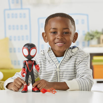 Figura de ação gigante do Miles Morales de 25 cm da Marvel Spider-Man e seus Amigos Incríveis, brinquedo colecionável grande e fácil de posicionar para crianças a partir de 3 anos.