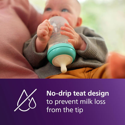 Philips  Avent Natural Response Conjunto de 3 mamadeiras de 260 ml com bicos de fluxo médio (fluxo 3), com estampa tropical, SCY903/73