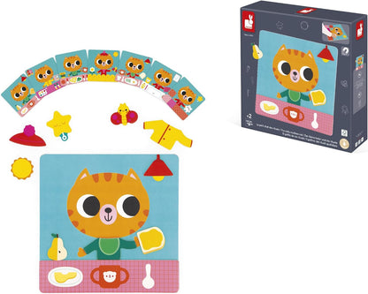 Janod - Jogo Rotinas e Rituais do Dia - Quadro Magnético Educativo - Organize seu Dia a Dia - 7 Cartões Modelo Educativos - 1 Quadro Magnético - 30 Ímãs - A partir de 2 Anos