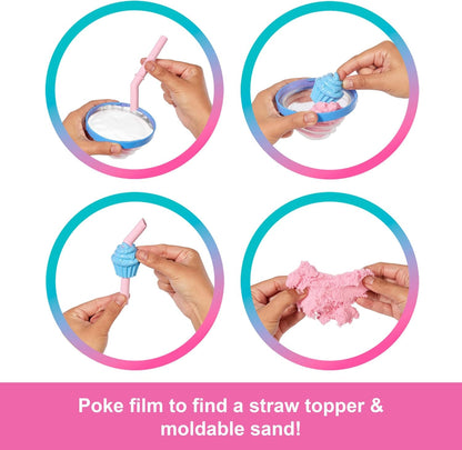 Barbie Pop Reveal Series - Boneca Fashion e Acessórios, Série Delícias, Tema Cupcake com Bichinho de Estimação, 8 Surpresas Incluindo Mudança de Cor, JFY61