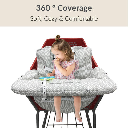 PandaEar Capa para Carrinho de Compras para Bebê, 2 em 1: Capa para Carrinho de Compras e Capa para Cadeirão de Bebê - Cinza