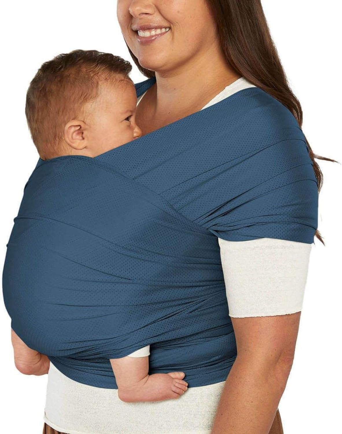 Ergobaby Canguru para bebês desde o nascimento até 11,3 kg, modelo Aura Mesh, confeccionado em poliéster reciclado e elastano, elástico e respirável, unissex, na cor azul-marinho crepúsculo.