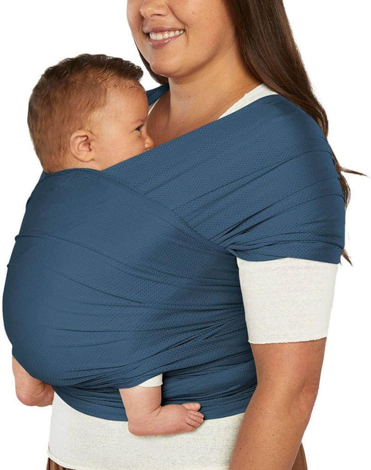 Ergobaby Canguru para bebês desde o nascimento até 11,3 kg, modelo Aura Mesh, confeccionado em poliéster reciclado e elastano, elástico e respirável, unissex, na cor azul-marinho crepúsculo.