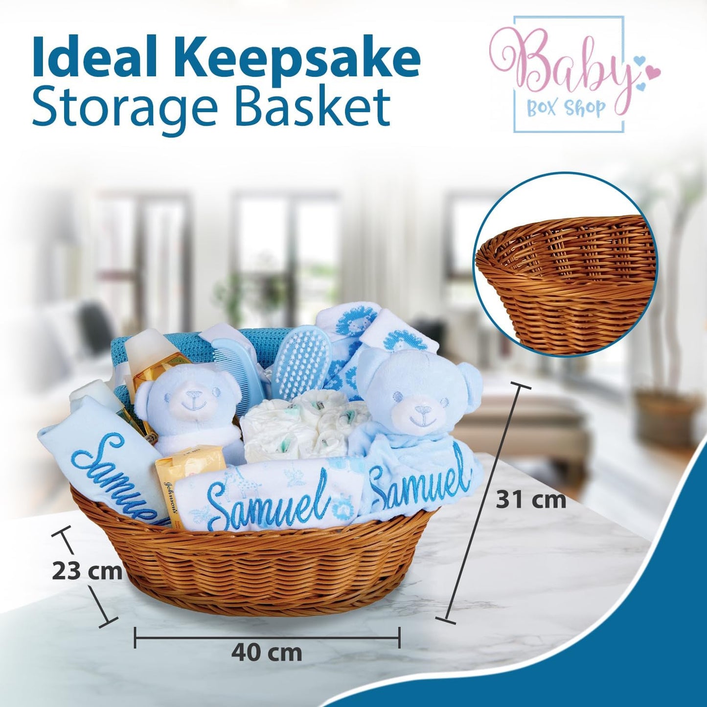 Baby Box Shop - 18 itens essenciais para recém-nascidos meninos com 3 presentes personalizados para bebês, Baby Box Shop - 18 itens essenciais para recém-nascidos meninos perfeitos para batizados - presentes para bebês meninos,