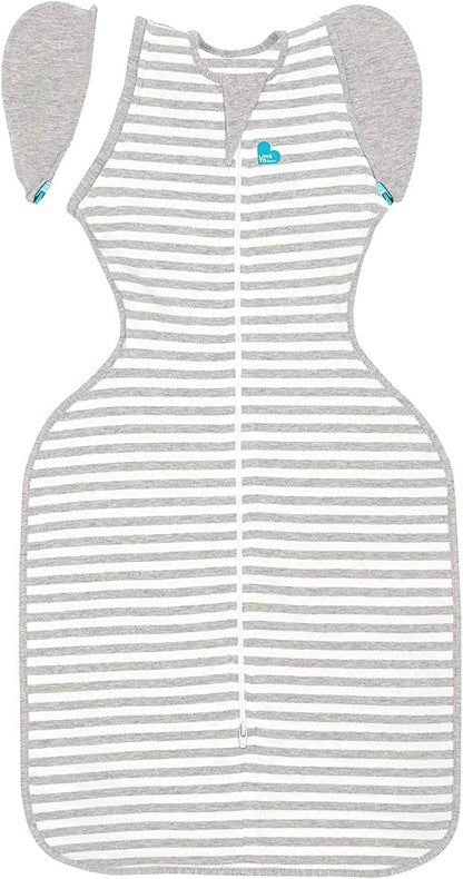 Love To Dream™ Saco de Transição Swaddle UP™, Grande (8,5–11 kg) – Cinza | Ajuste perfeito com abas removíveis | 1.0 Tog | Ideal para primavera e verão (20–24 °C) | Algodão elástico lavável à máquina e zíper duplo