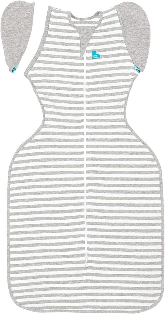 Love To Dream™ Saco de Transição Swaddle UP™, Grande (8,5–11 kg) – Cinza | Ajuste perfeito com abas removíveis | 1.0 Tog | Ideal para primavera e verão (20–24 °C) | Algodão elástico lavável à máquina e zíper duplo