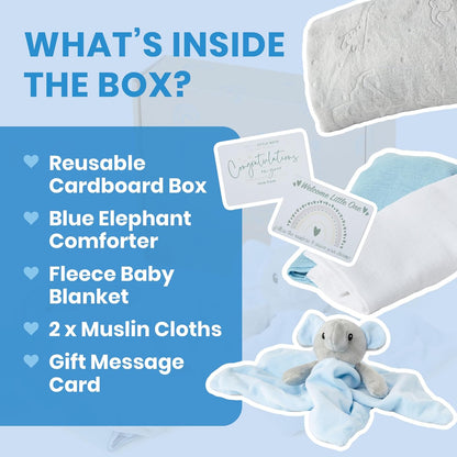 Baby Box Shop - Presentes personalizados para meninos, presente ideal para batizado: cobertor de lã, Baby Box Shop - 5 itens essenciais para recém-nascidos, ideais como presentes para chá de bebê e batizado, panos de musselina e presentes