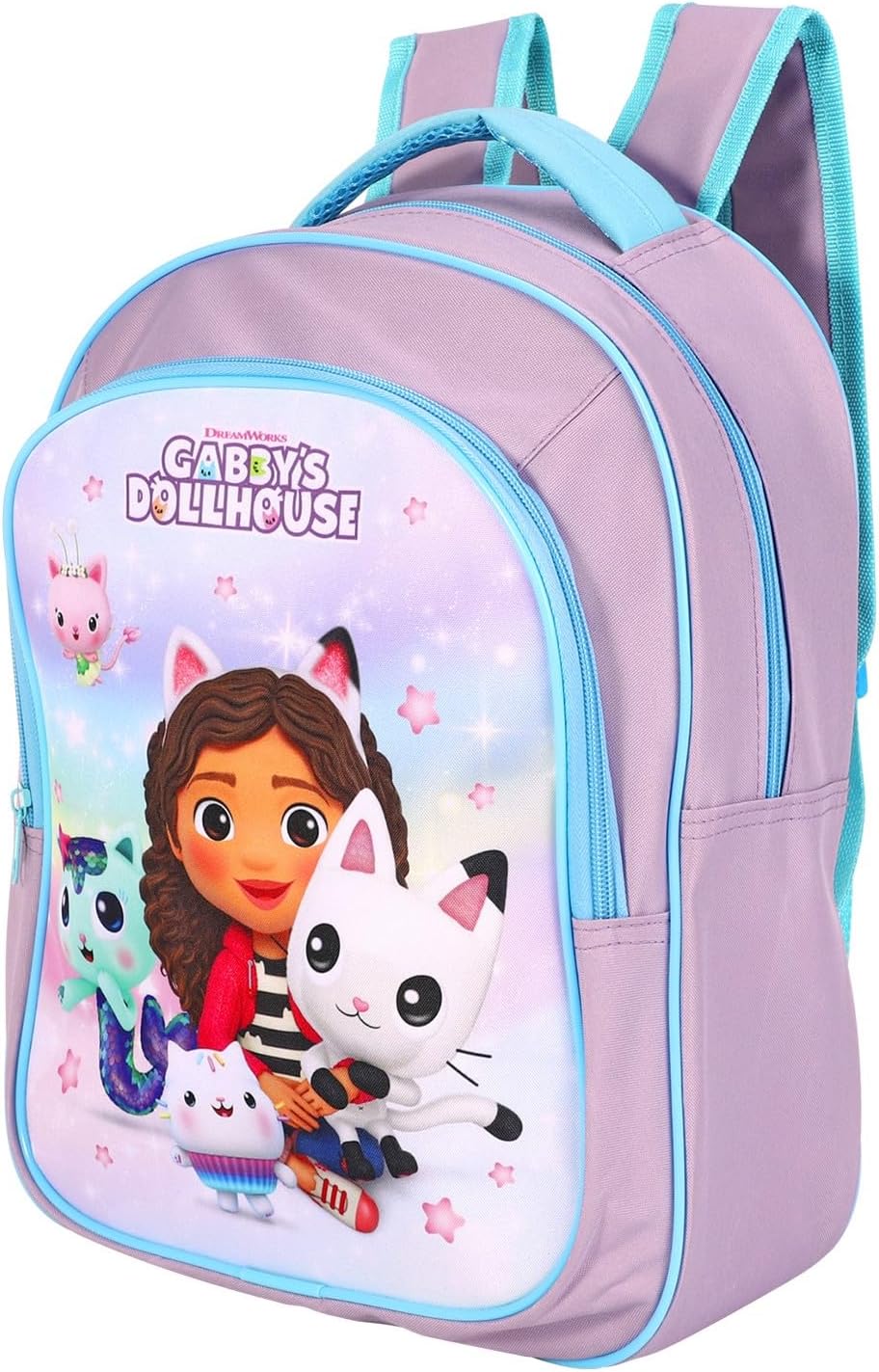 Gabby's Dollhouse Mochila para Meninas - Mochila Escolar Roxa de 37cm com Bolso e Laterais em Tela - Mochila Oficial Gabby para Crianças