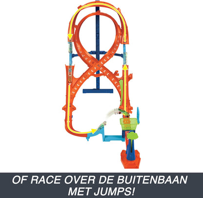 Hot Wheels - Conjunto de Pista com 1 Carrinho, Formato de 8 Alto para Corrida e Manobras, Conecta-se a Outras Pistas, Dobrável para Armazenamento Conveniente, HMB15