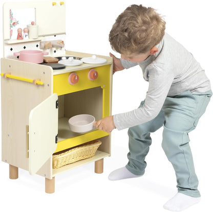 Janod - Cozinha infantil grande de madeira equipada com 2 fornos, Janod - Cozinha infantil de madeira equipada com forno, anod - Kitchenette infantil de madeira - Cozinha de brincar compacta para crianças - Equipada com forno