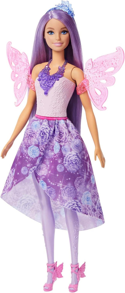 Barbie Boneca com Roupas e Acessórios, Pacote de Moda Fantasia com 8 Acessórios Incluindo Cauda de Sereia, Asas de Fada, Colares Reais, Sapatos e Mais para Mais de 10 Looks, JCP74