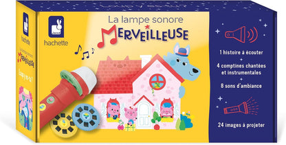 Janod - Lâmpada de som maravilhosa - Lobo é você? - História Infantil História História - Lâmpada Infantil Disponível em 4 Universos - Caixa de História Educacional para Crianças - Atividade para Crianças de 3 Anos ou Mais