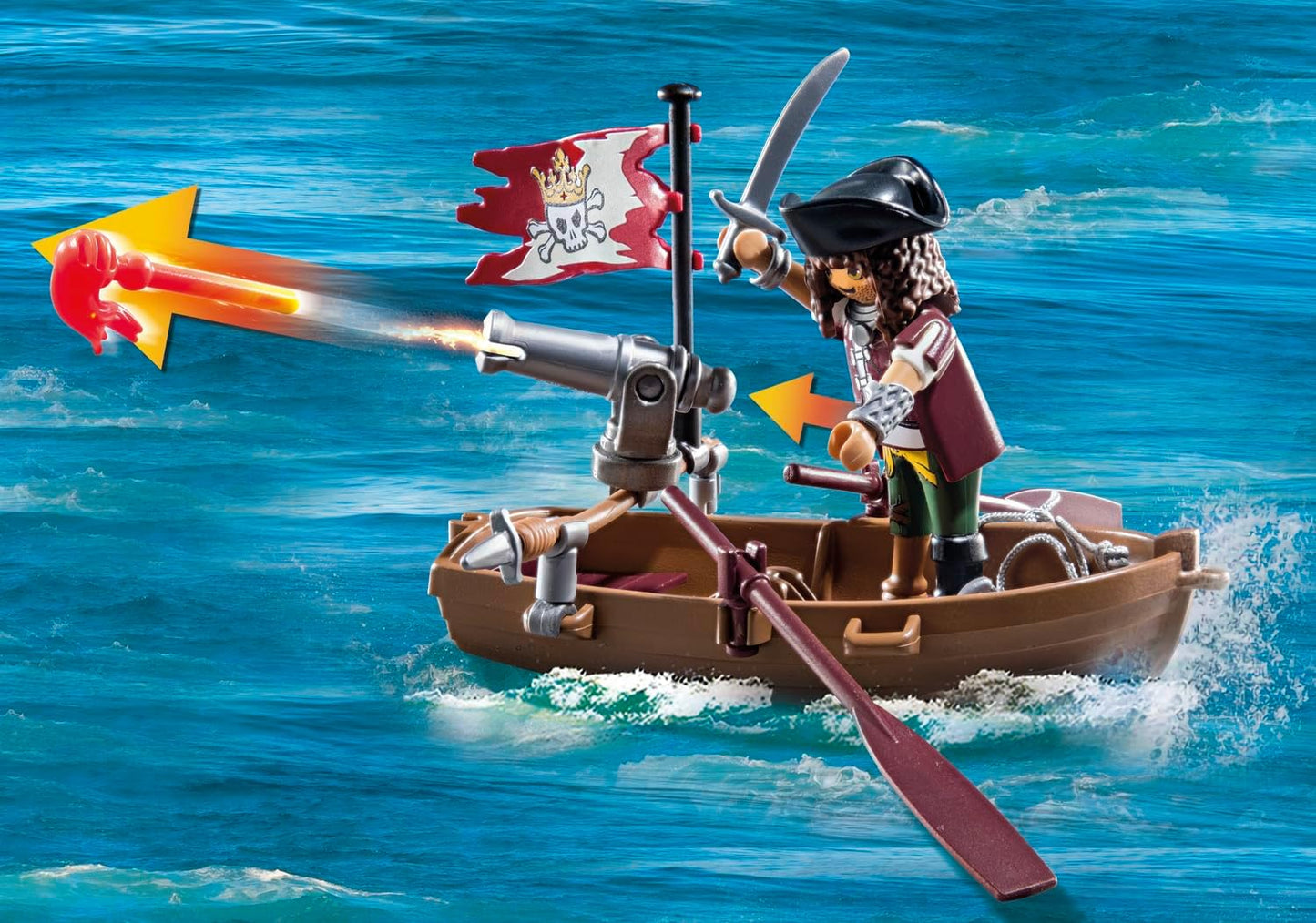 Playmobil 71419 Piratas: Batalha com o Polvo Gigante, Piratas vs. Deepers, polvo com função de borrifar água e canhão de disparo, encenação divertida e imaginativa, conjuntos de jogos adequados para crianças de 4 anos ou mais