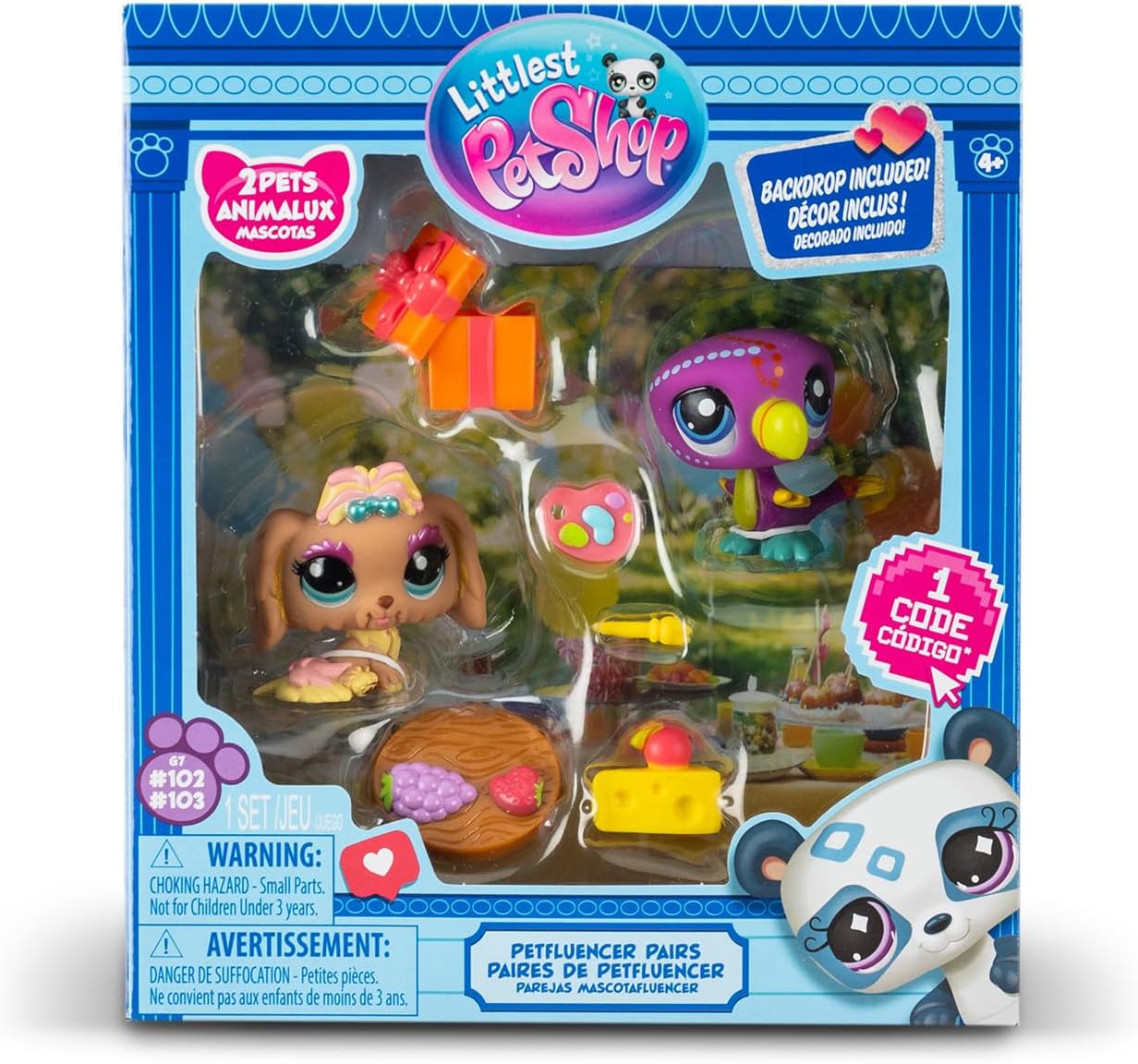 Littlest Pet Shop Série 2 Festa no Jardim Petfluencer | O conjunto Petfluencer inclui 2 mini brinquedos LPS, 4 acessórios, 1 cenário, 1 cartão colecionável e 1 código virtual | Brinquedos colecionáveis para meninas e meninos