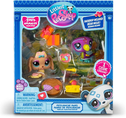 Littlest Pet Shop Série 2 Festa no Jardim Petfluencer | O conjunto Petfluencer inclui 2 mini brinquedos LPS, 4 acessórios, 1 cenário, 1 cartão colecionável e 1 código virtual | Brinquedos colecionáveis para meninas e meninos