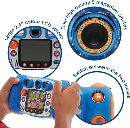VTech KidiZoom Duo FX, câmera infantil com tela colorida, 8 MP, fotos, selfies e vídeos, filtros AR, 20 jogos, 75 efeitos de foto e vídeo, filtros e molduras, para bebês de 3, 4, 5, 6, 7 anos ou mais, azul