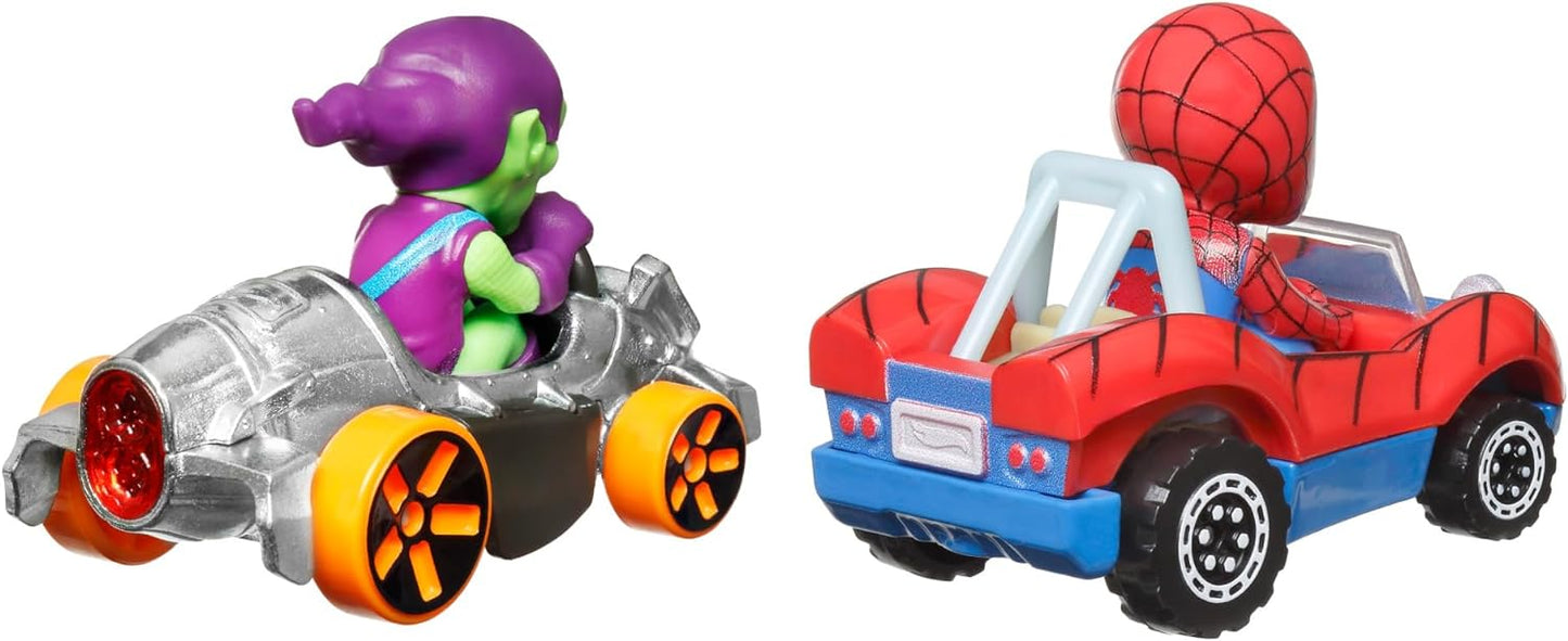 Hot Wheels  Carros de brinquedo, conjunto de 2 veículos fundidos RacerVerse com drivers de personagens otimizados para desempenho na pista RacerVerse (os estilos podem variar), HRT90