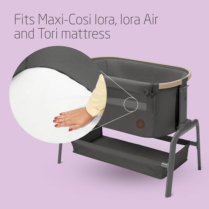 Maxi-Cosi Lençóis de cama para bebê Iora, roupa de cama para berço, lençóis ajustados para berço de cabeceira para Maxi-Cosi Iora, Iora Air e Tori, conjunto de 2 lençóis de berço de cabeceira, branco